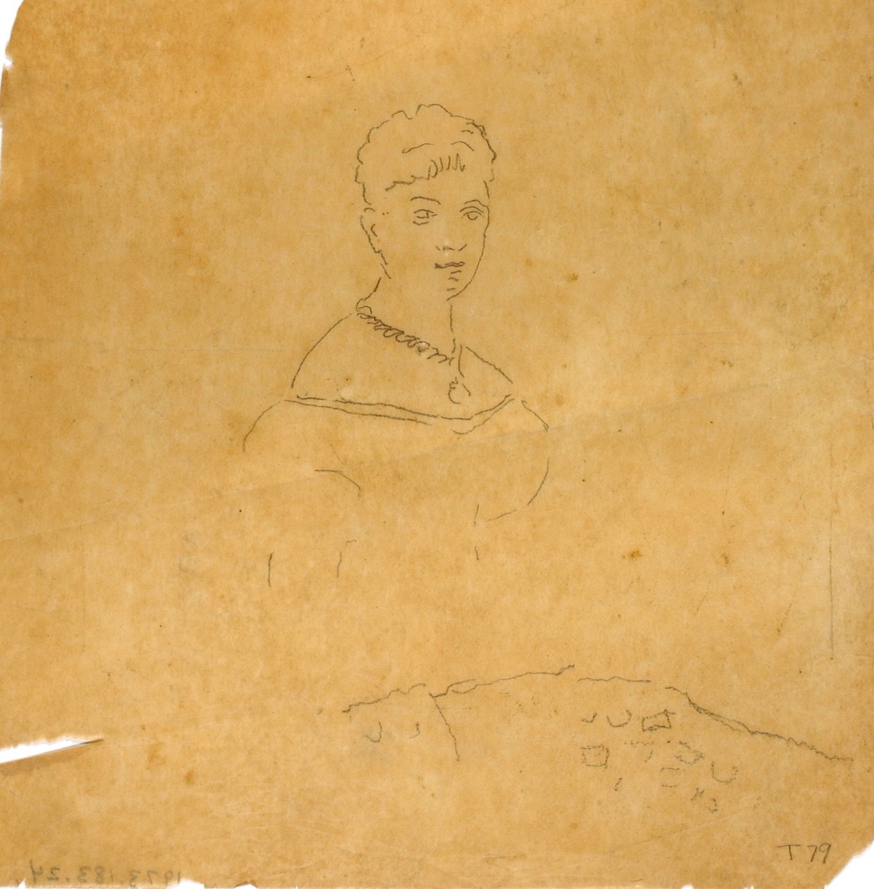 Hölgy estélyi ruhában a Milói Vénusz figurájával alkotó: Unknown artist