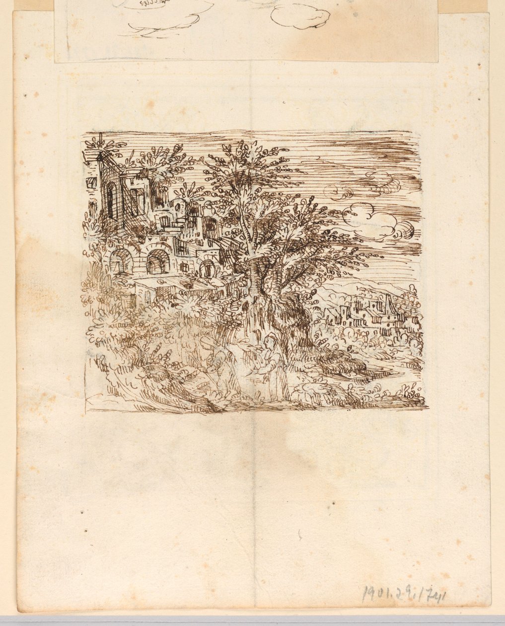 Tájkép; verso: Groteszk dizájn alkotó: Unknown artist