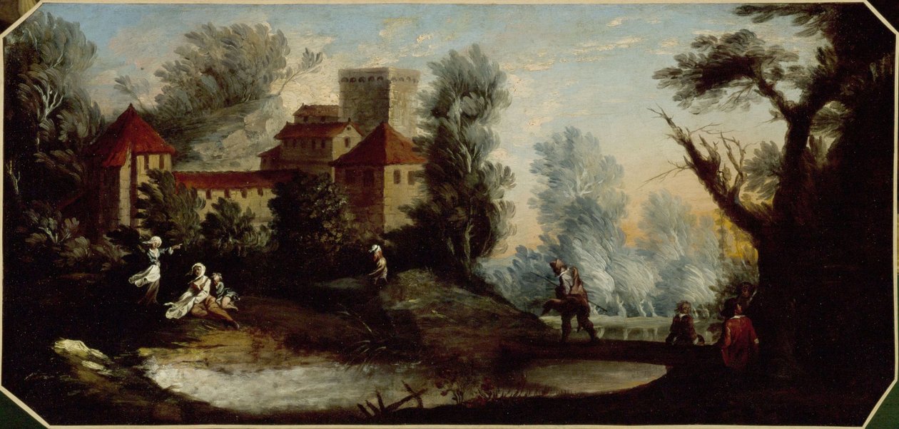 Tájkép erődített várral. 1701 és 1800 között (olaj) alkotó: Unknown artist