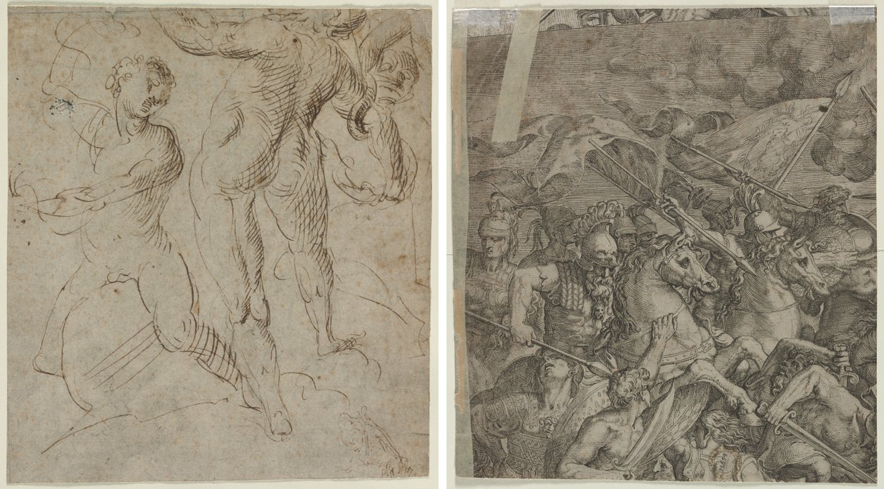 Laocoön (recto); Milvius-hídi csata (töredék) (fordítva) alkotó: Unknown artist