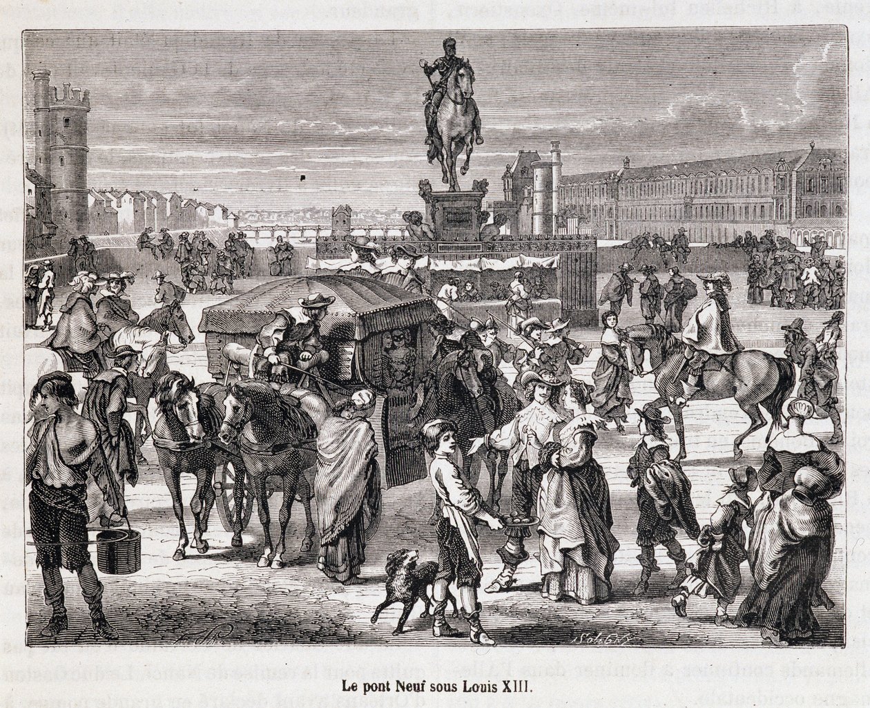 Le Pont Neuf XIII. Lajos alatt - Metszet a 19. századról alkotó: Unknown artist