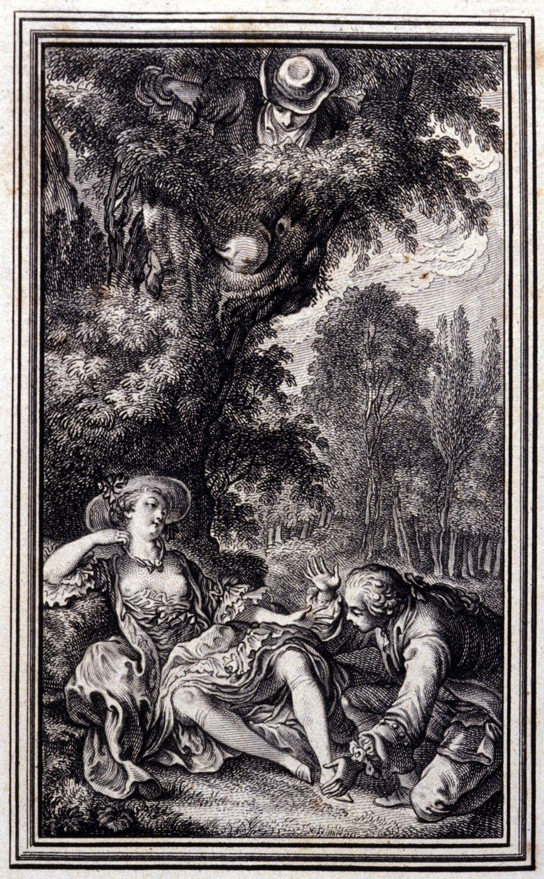 A falusi, aki elvesztette a vádliját – Jean La Fontaine „Mesék és novellák versben” című részében. 1762. alkotó: Unknown artist
