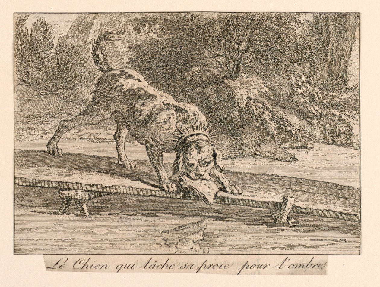 "A kutya, aki ledobja zsákmányát az árnyékért" La Fontaine meséiből alkotó: Unknown artist