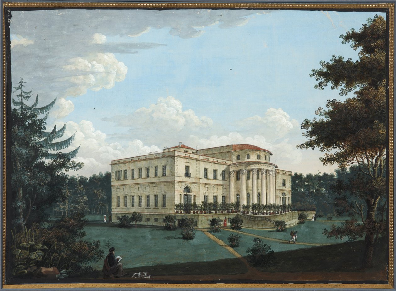 Le palais Elaguine - A Yelagin-palota Szentpéterváron - Anonymous. Gouache papíron, 1817 előtt. Szentpétervári Állami Történeti Múzeum alkotó: Unknown artist