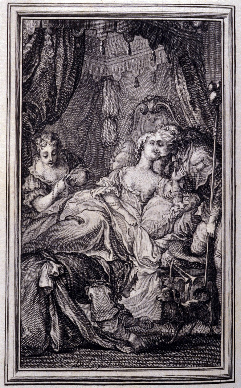 A kis kutya, aki pénzt és köveket lövell – Jean La Fontaine „Mesék és novellák versben” című művében. 1762. alkotó: Unknown artist