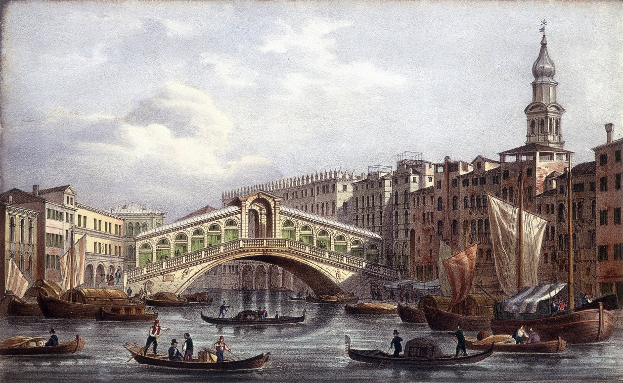 Le pont Rialto - a „” Velence főbb nézeteit bemutató albumban”, ill. szerző: Marco Moro, szerk. Gio Brizeghel, v.1840 alkotó: Unknown artist