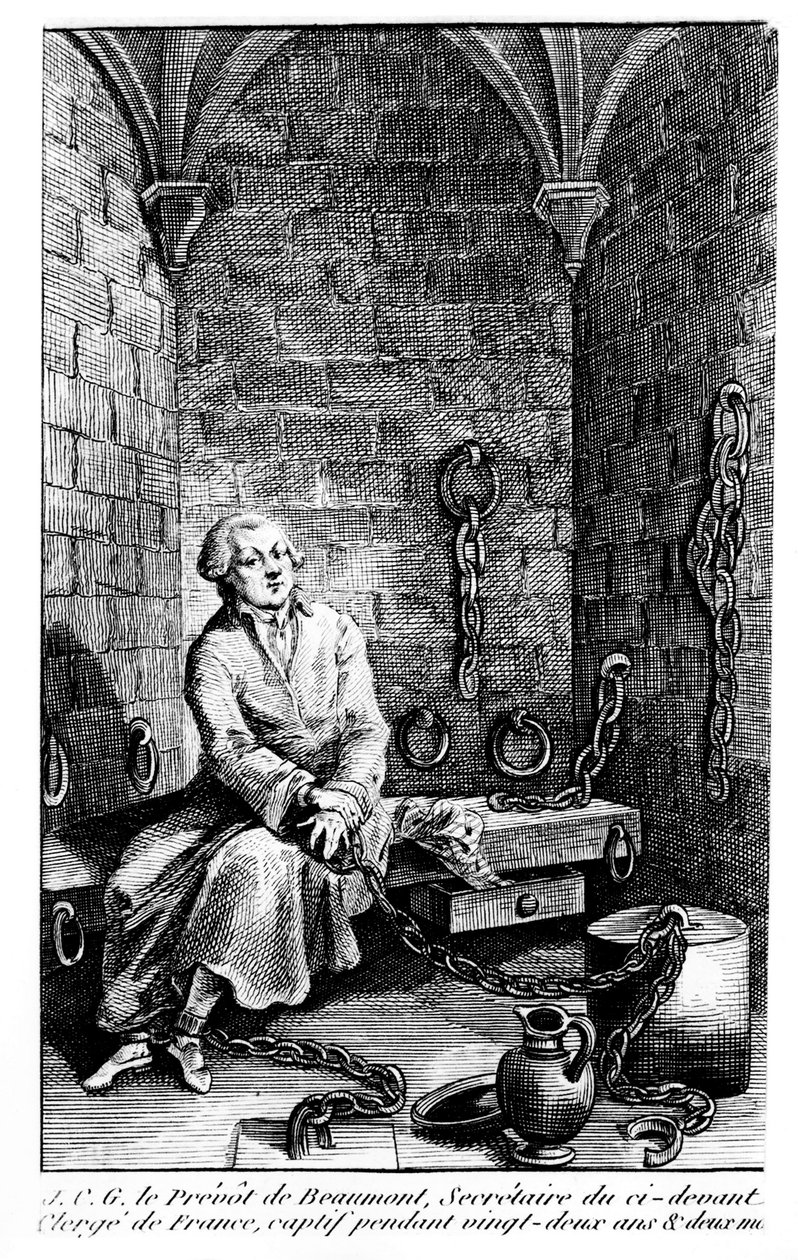 Le provost de Beaumont, a francia papság titkára, 22 éve fogságban a Bastille-ban – névtelen metszet, Musée Carnavalet alkotó: Unknown artist