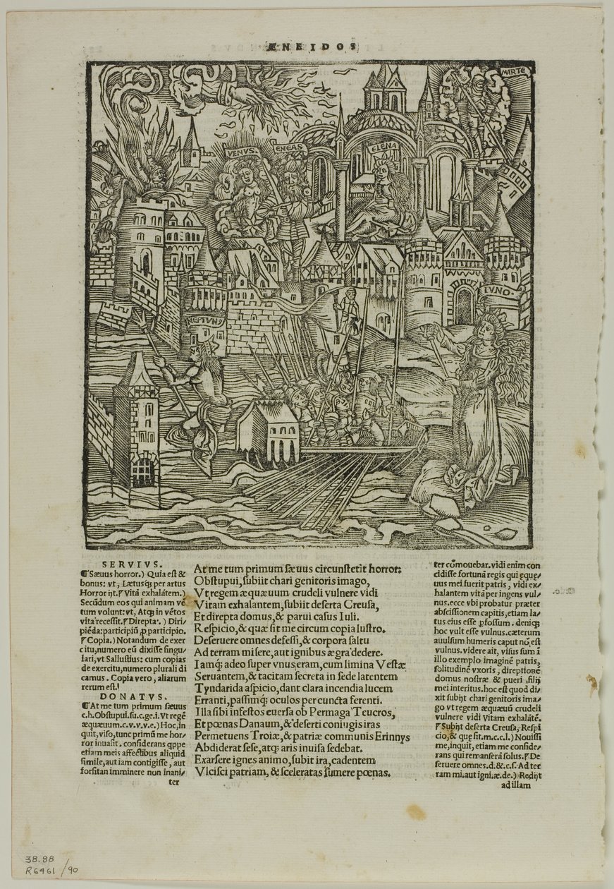 Levél Virgilius operájából (a strasbourgi Vergilius nyomán, 1502), 90. tábla a XVI. századi könyvek fametszeteiből alkotó: Unknown artist