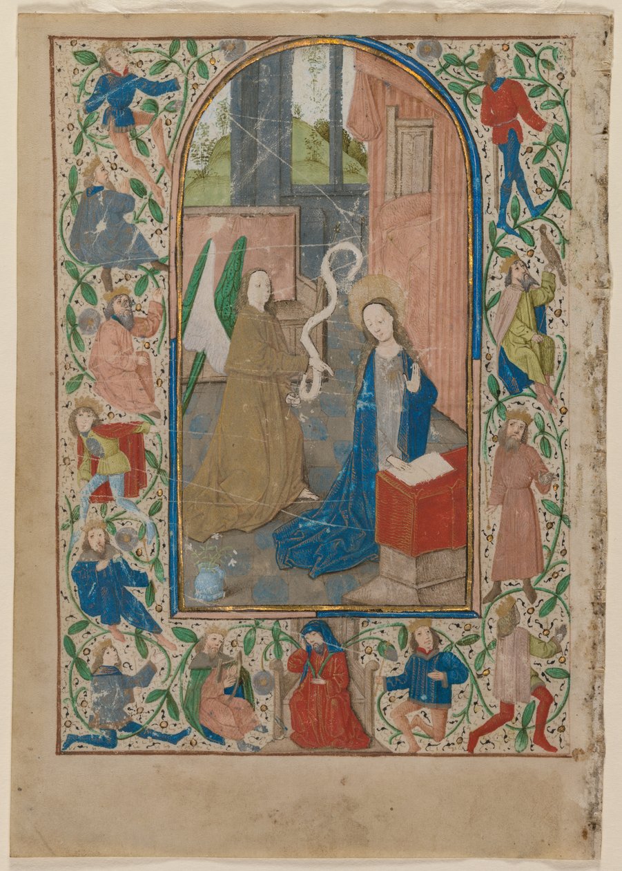 Levél az órák könyvéből: Angyali üdvözlet (recto) alkotó: Unknown artist
