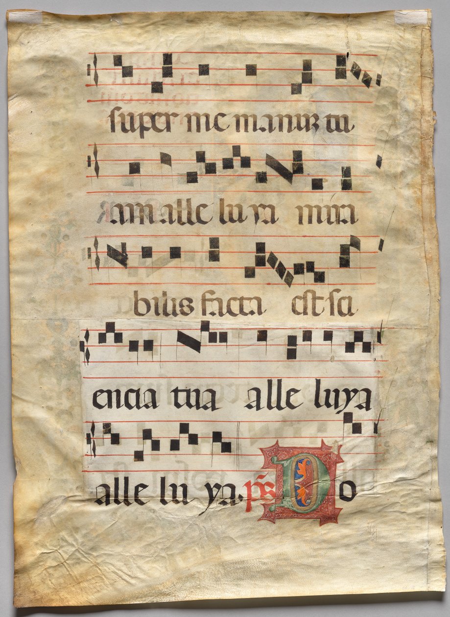 Fokozatos levél: Történeti kezdőbetű R: Kezdő D (verso) alkotó: Unknown artist