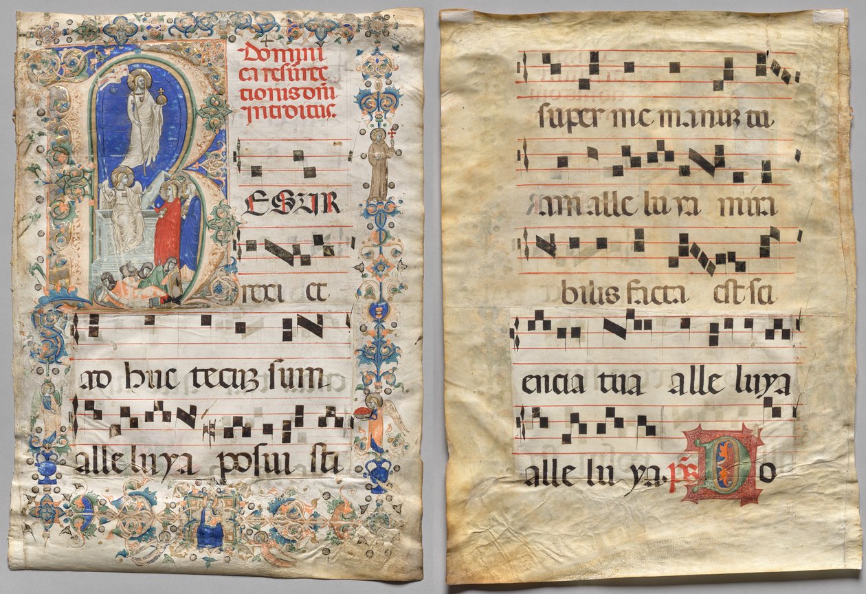Levél egy fokozatostól: Történeti kezdetű R: A feltámadás (recto) és Initial D (verso) alkotó: Unknown artist