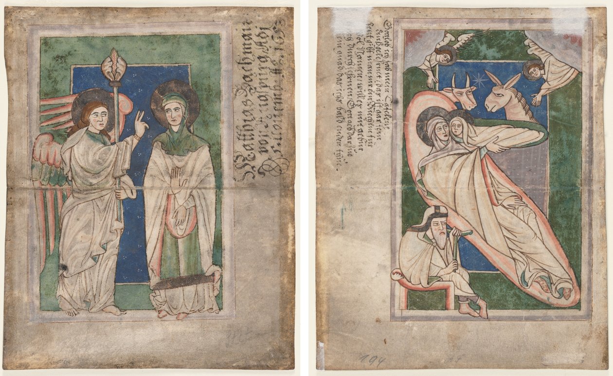 Levél egy zsoltárból(?): Angyali üdvözlet (recto); Születés (fordítva) alkotó: Unknown artist