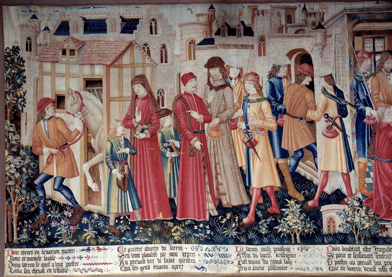 Saint Quentin élete: Szent Quentin csodája (Legende Doree). Saint Quentin kárpitja (baloldal töredéke), 1480 körül. Louvre Múzeum, Párizs alkotó: Unknown artist