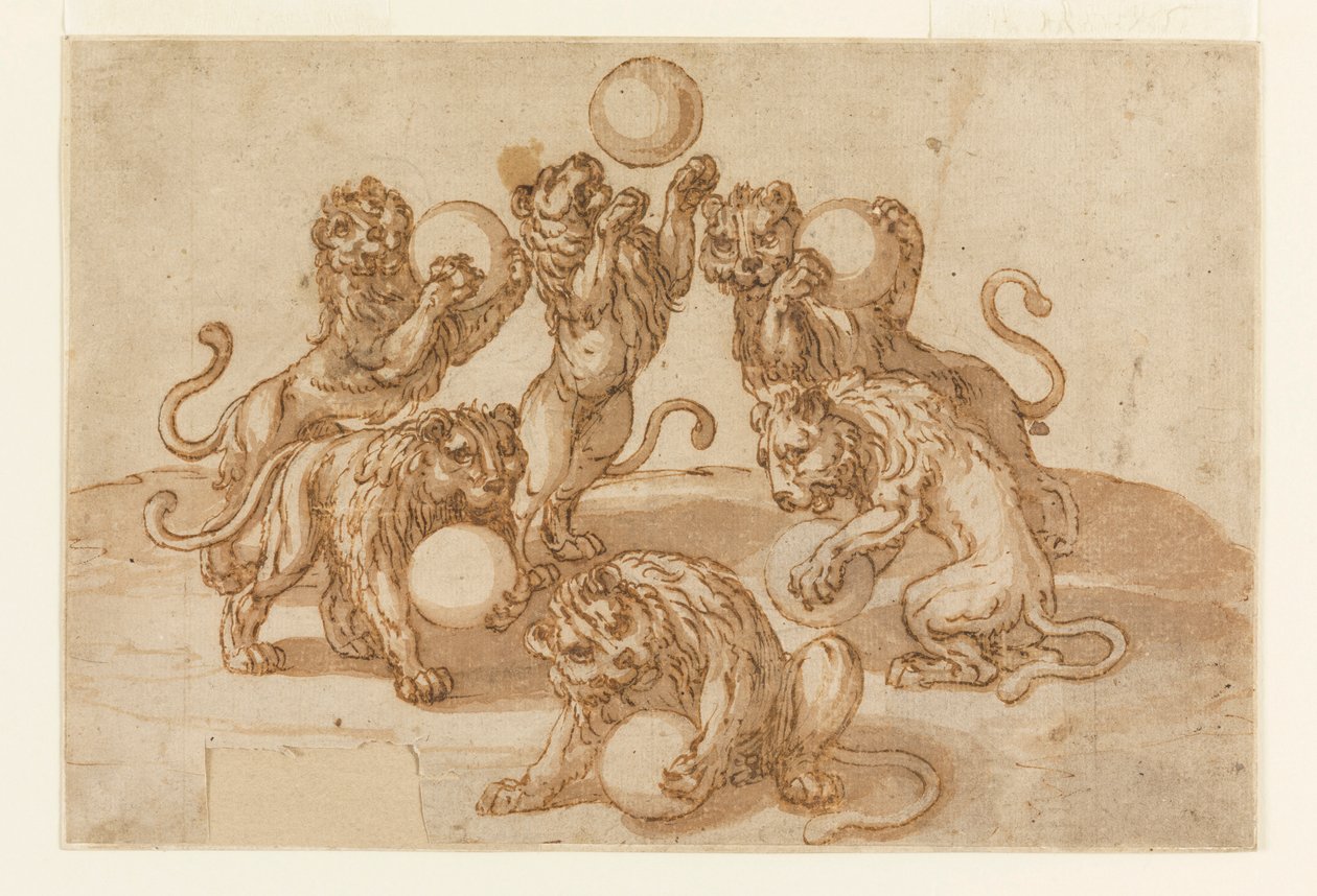 Oroszlánok zsonglőrködnek a Medici-labdákkal alkotó: Unknown artist
