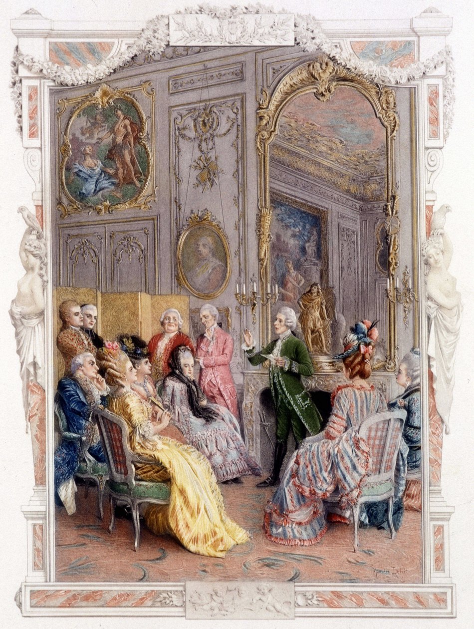 Irodalmi vásár a 18. században - a „Minőségi nő a múlt században” c. alkotó: Unknown artist