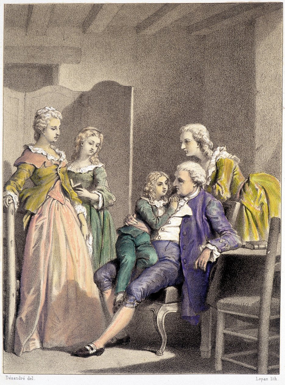 XVI. Lajos, Marie Antoinette és XVII. Lajos a templomba zárva alkotó: Unknown artist