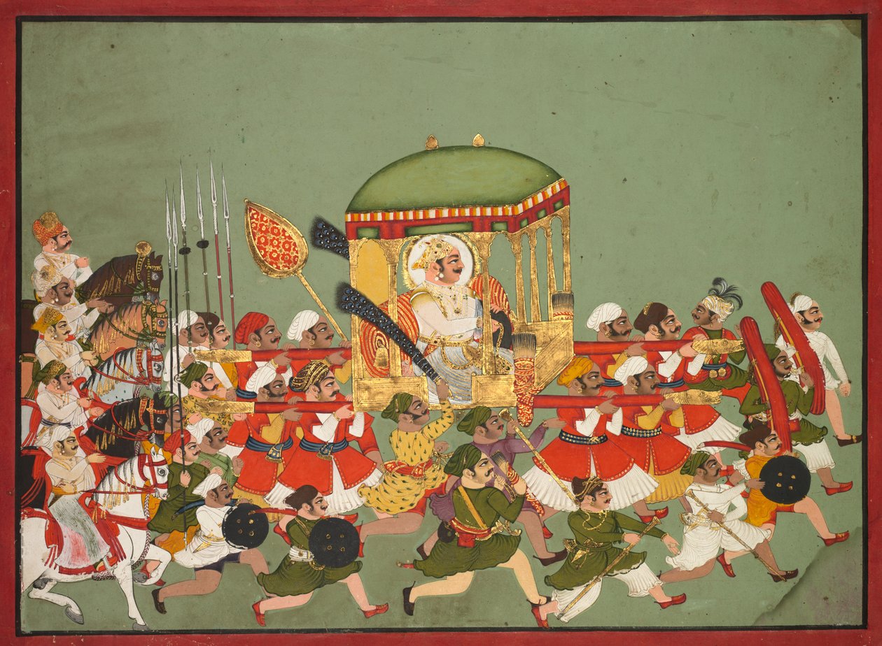 Maharao Chattar Sal (uralkodott 1758–1764) Kotából egy palankinban alkotó: Unknown artist
