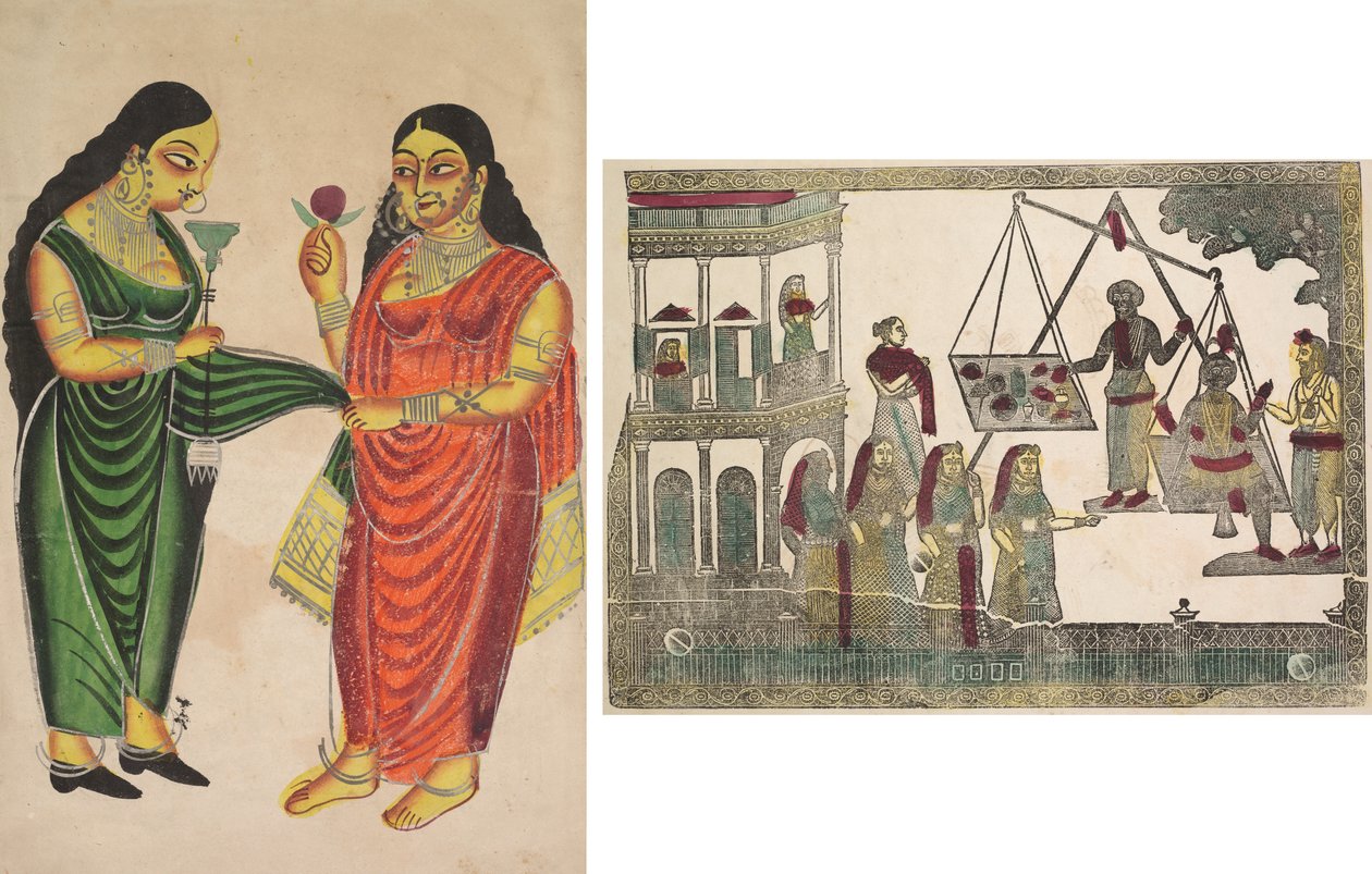 Cseléd Hookah-t hoz egy hölgynek (recto); Krisna az értékes tárgyakkal szemben (?) (verso) alkotó: Unknown artist