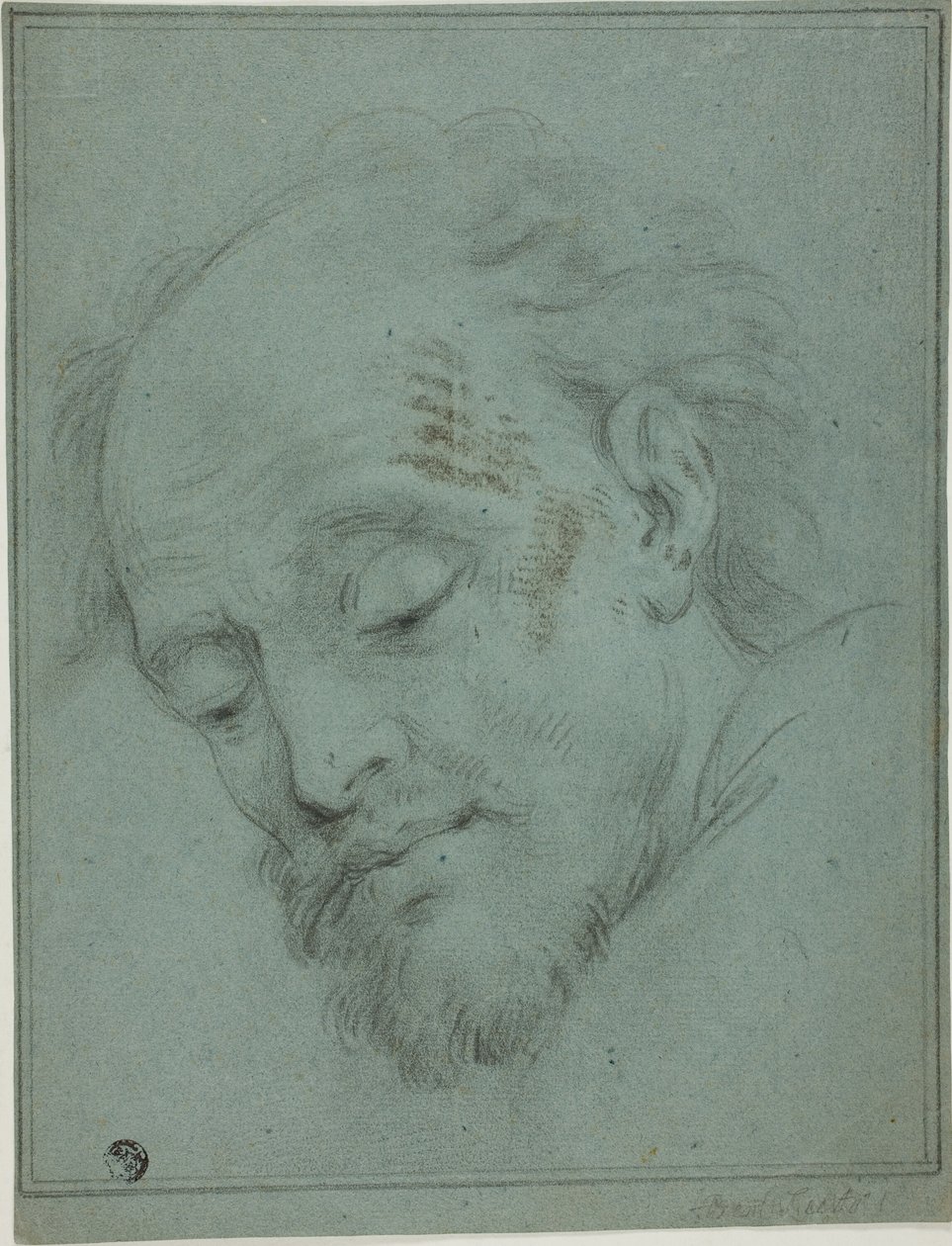Férfi fej néz lefelé alkotó: Unknown artist