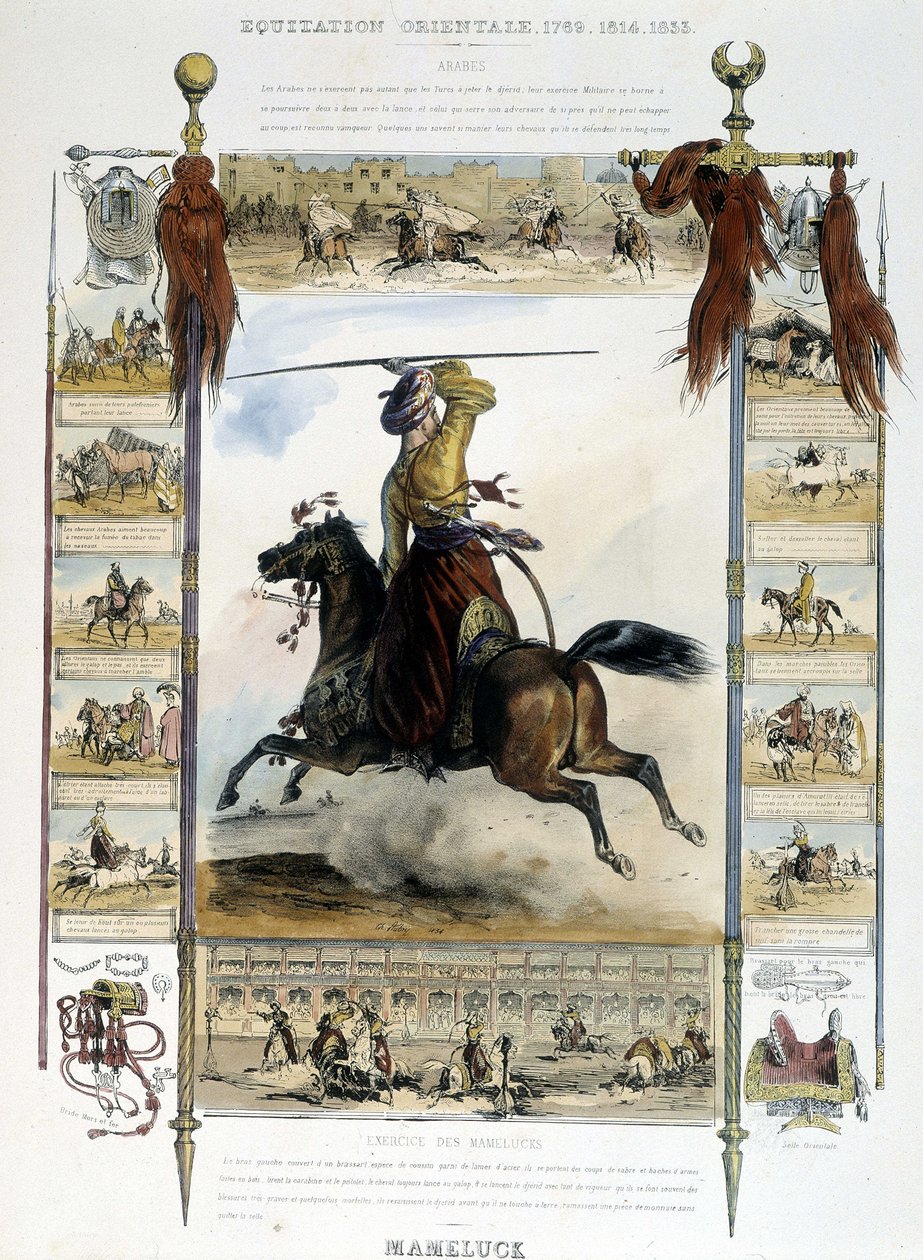 Mameluck (keleti lovaglás) – Charles Aubry „Az ókori és újkori lovaglás festői történetében” alkotó: Unknown artist