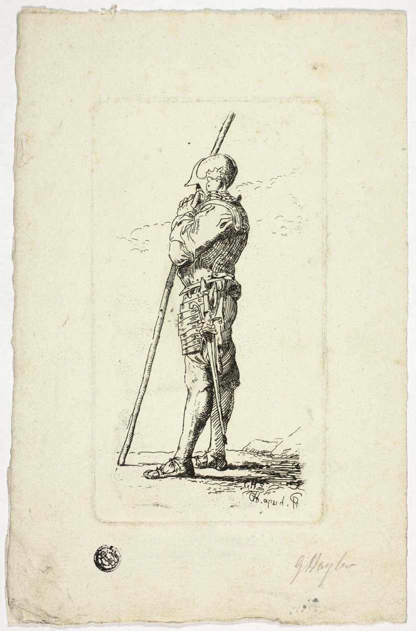 Férfi páncélos tartó személyzet alkotó: Unknown artist