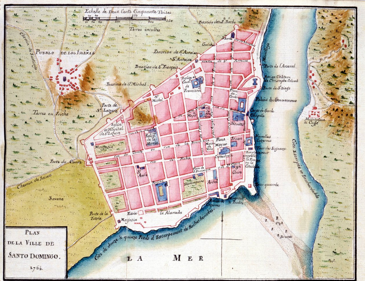 Santo Domingo városának kéziratos térképe alkotó: Unknown artist