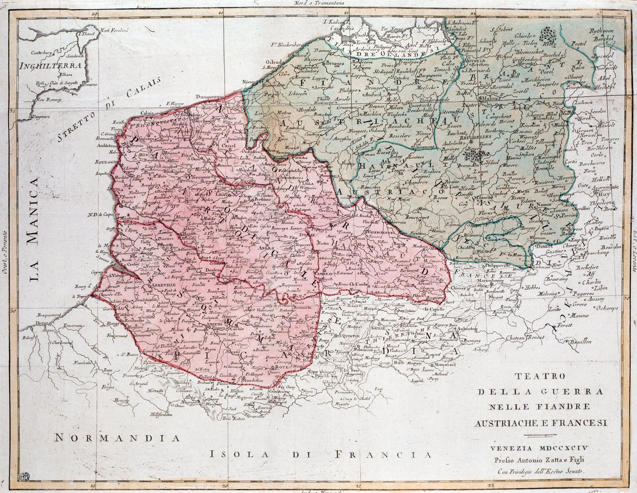 A francia hadsereg és az osztrák hadsereg közötti flandriai hadjárat térképe alkotó: Unknown artist