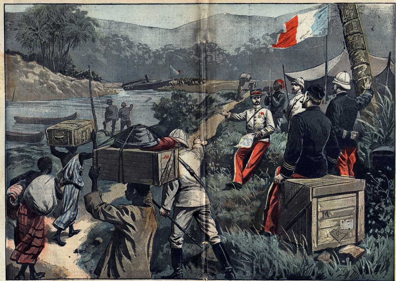 Marchand misszió Afrikában (1896-1899): az expedíció 1898-ban birtokba veszi a Felső-Nílust. A „le Faidherbe” demontálható gőz elindítása a M