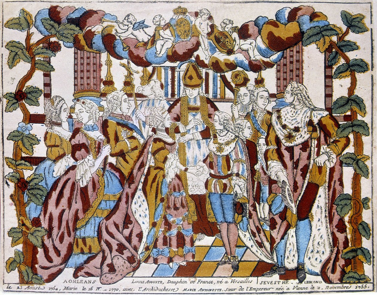 XVI. Lajos házassága Maris Antoinette-tel, 1774 körül, Orléansban. alkotó: Unknown artist