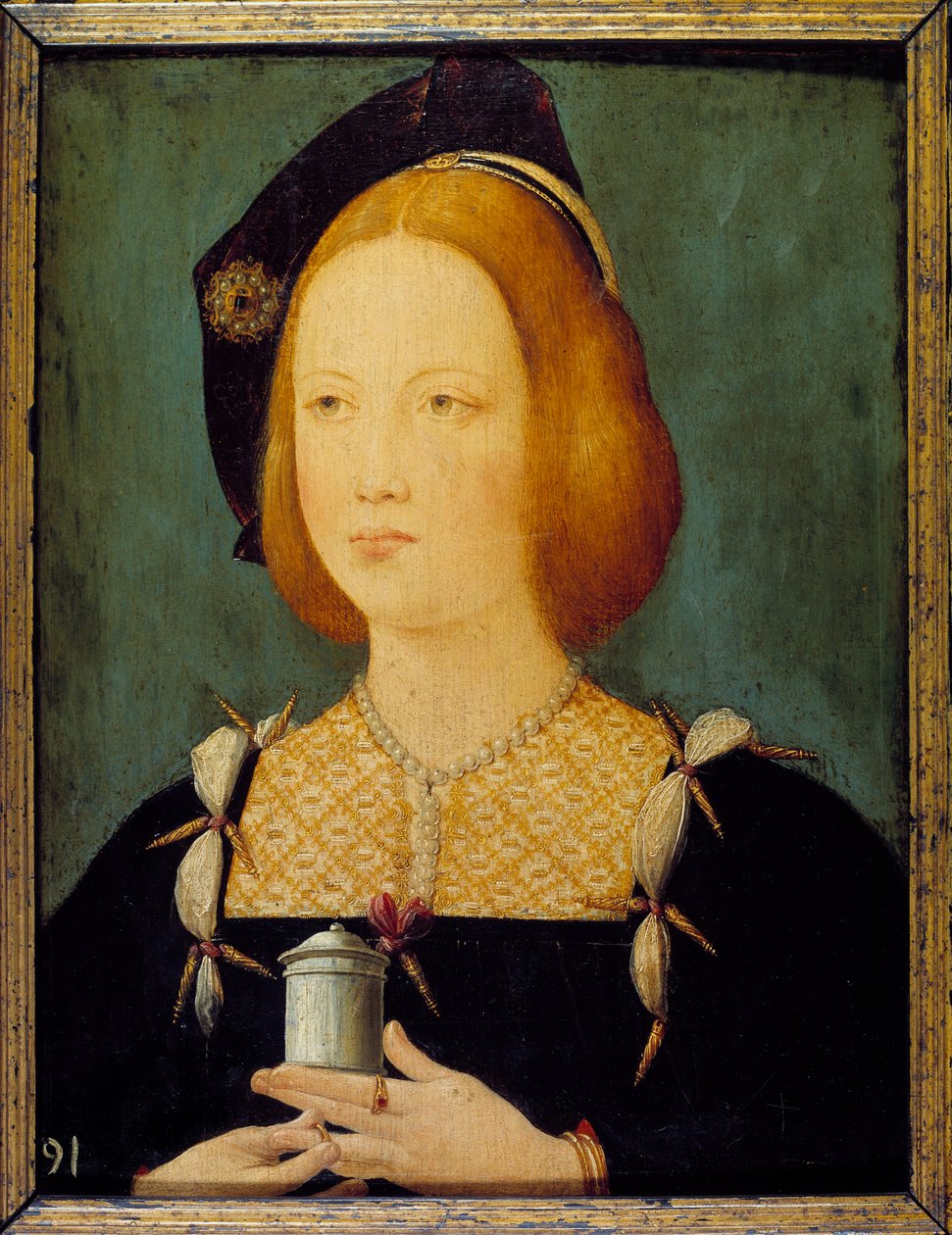 Tudor Mária, Franciaország királynője – Az angol Tudor Mária (1496-1534) portréja, XII. Lajos harmadik felesége. Névtelen 16. századi festmény. Párizs, dekoratív művészet alkotó: Unknown artist