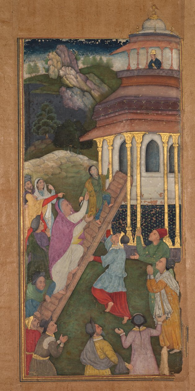 Mária felmegy a lépcsőn a templomba, Jerome Xavier atya Szentség Tükréből (Mir’at al-quds) alkotó: Unknown artist
