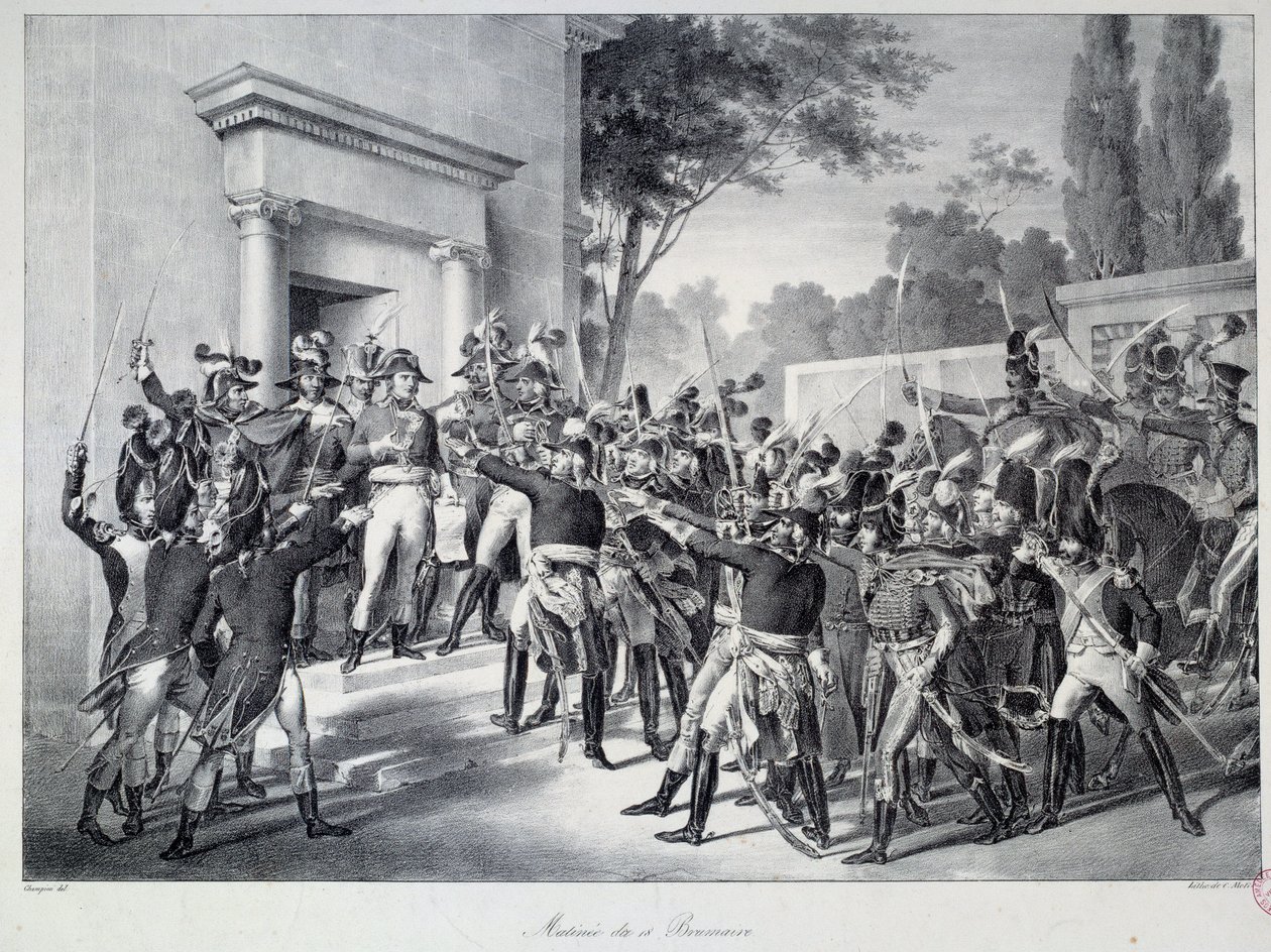 Tábornokok és tisztek találkozója Napoleon Bonaparte-ban (1769-1821) reggel 7 óra körül a 18 brumaire The Coup d