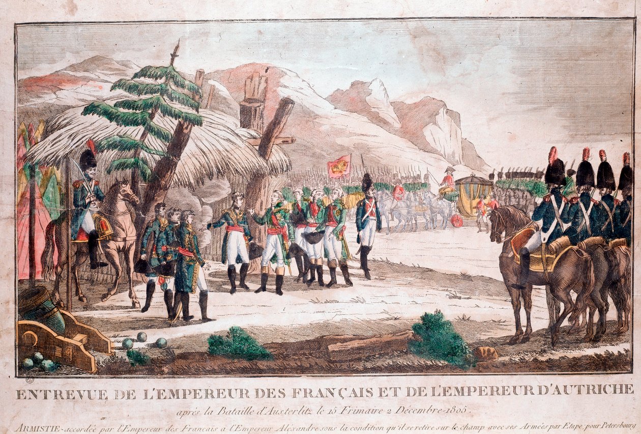 Két császár találkozása az austerlitzi csata után, 1805. december 4. (Bonaparte Napóleon és II. Ferenc, római római császár) (metszet) alkotó: Unknown artist