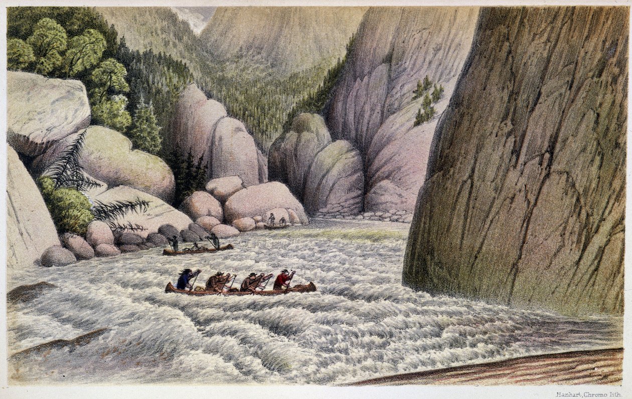 Férfiak kenuzás Descending Rapidsben: "" Menekülés a negyedik zuhatagnál""" - Hind, London "" A Labrador-félsziget felfedezése" című részben alkotó: Unknown artist