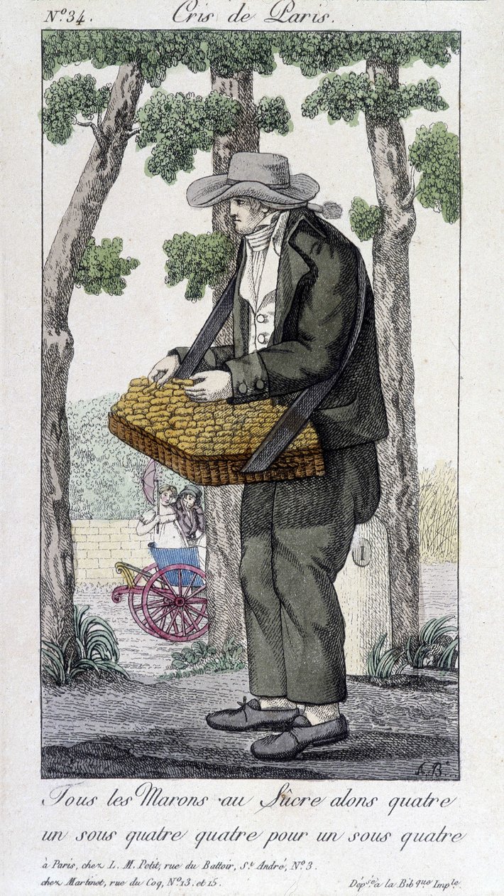 Gesztenye kereskedő cukorral - „” Cris de Paris”-ban”, deb. 19. század alkotó: Unknown artist