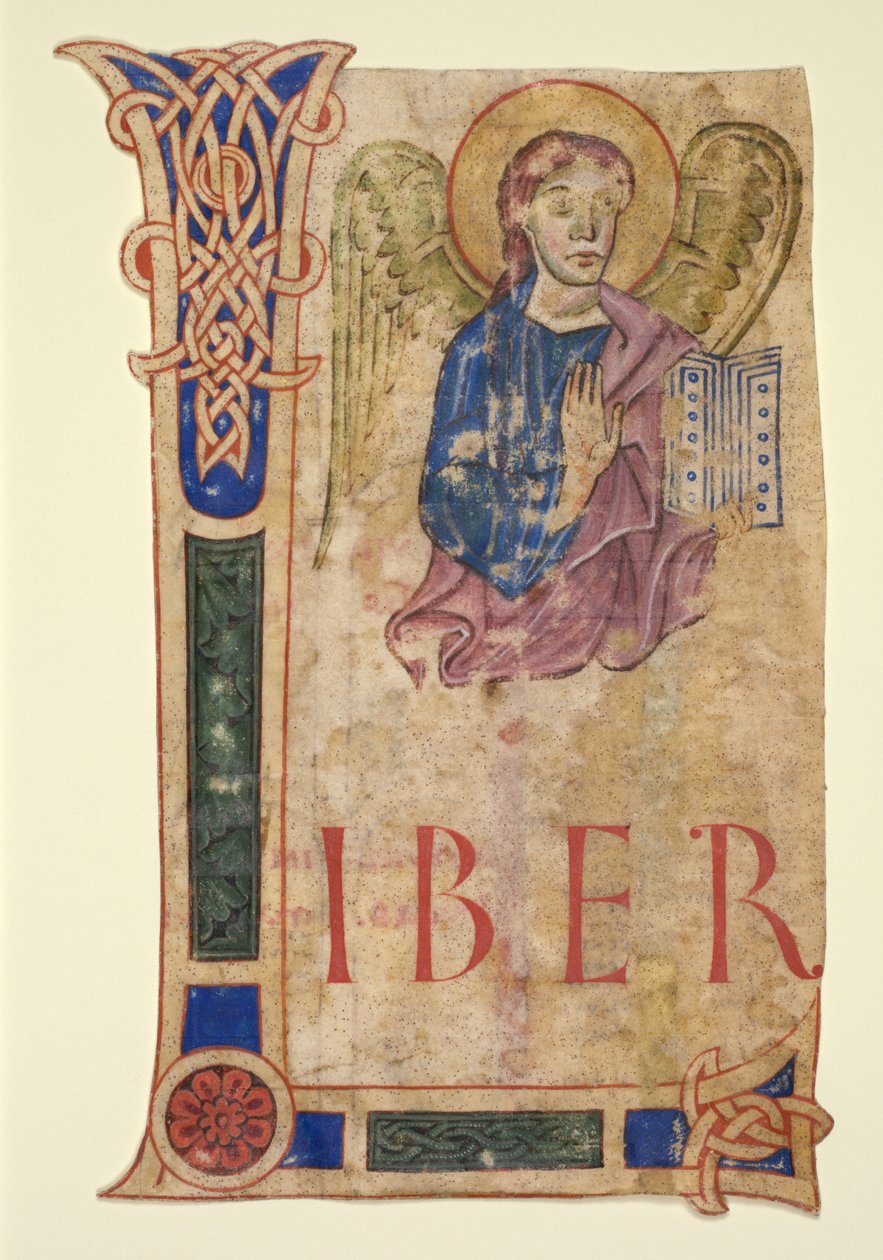 Evangéliumi könyvből kivágott miniatűr: Szent Máté jelképe (recto) és kánoni táblázatok (verso) alkotó: Unknown artist