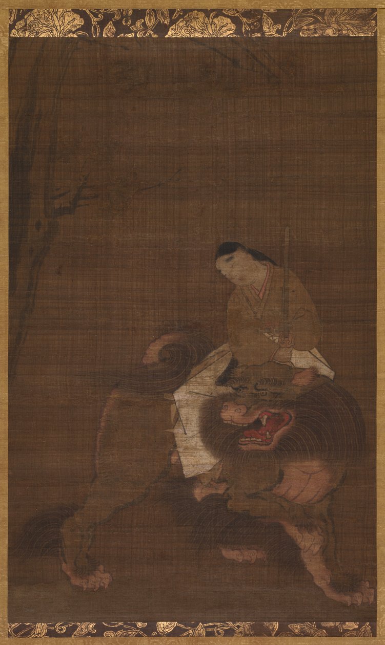 Monju, mint egy oroszlánon lovagló gyerek alkotó: Unknown artist