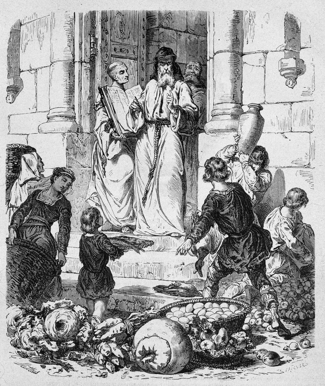 A szerzetesek tizedet szednek az emberekről – a „Histoire des Popes” című könyvében, Maurice Lachatre alkotó: Unknown artist