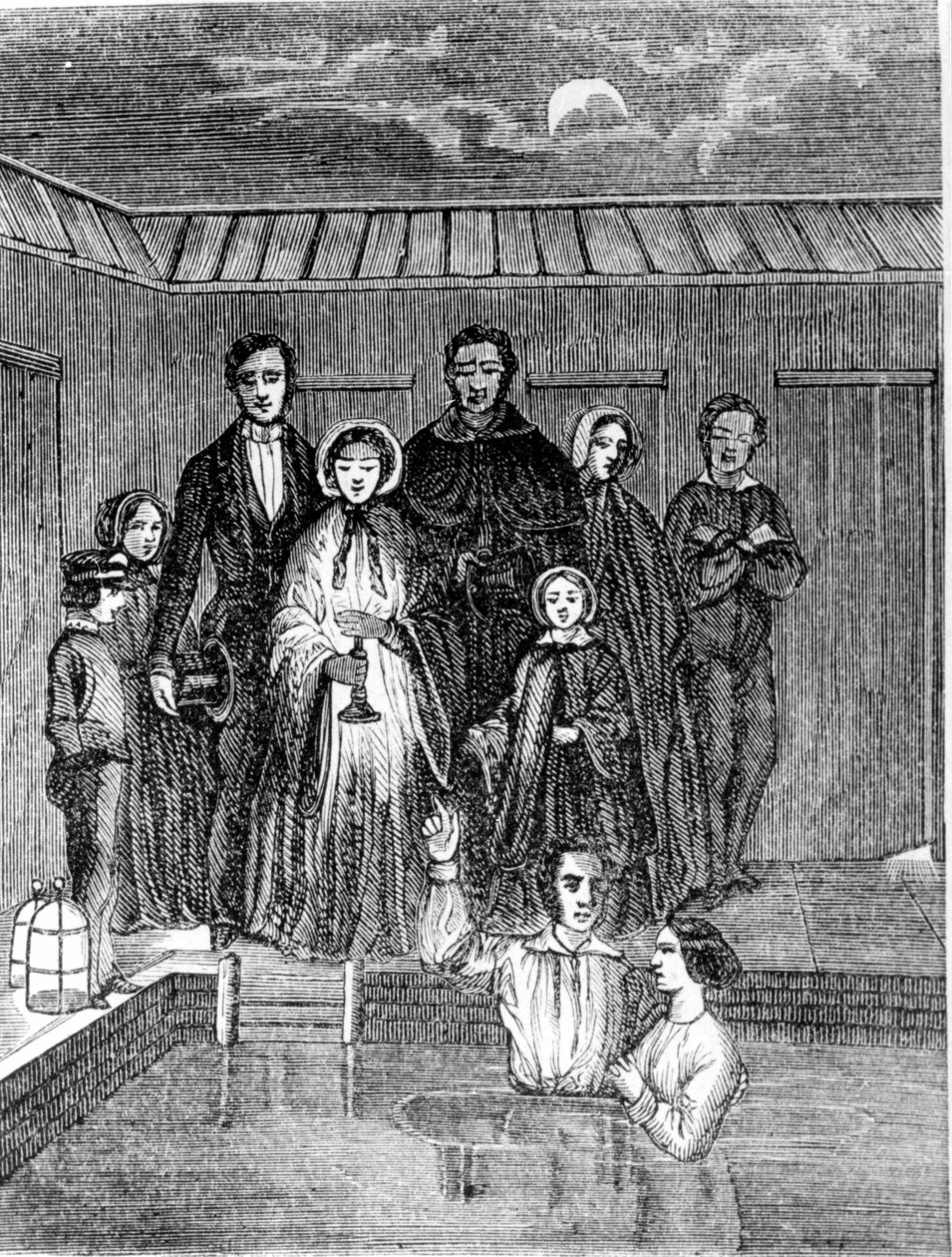 Mormon keresztség. 19. századi metszet. alkotó: Unknown artist