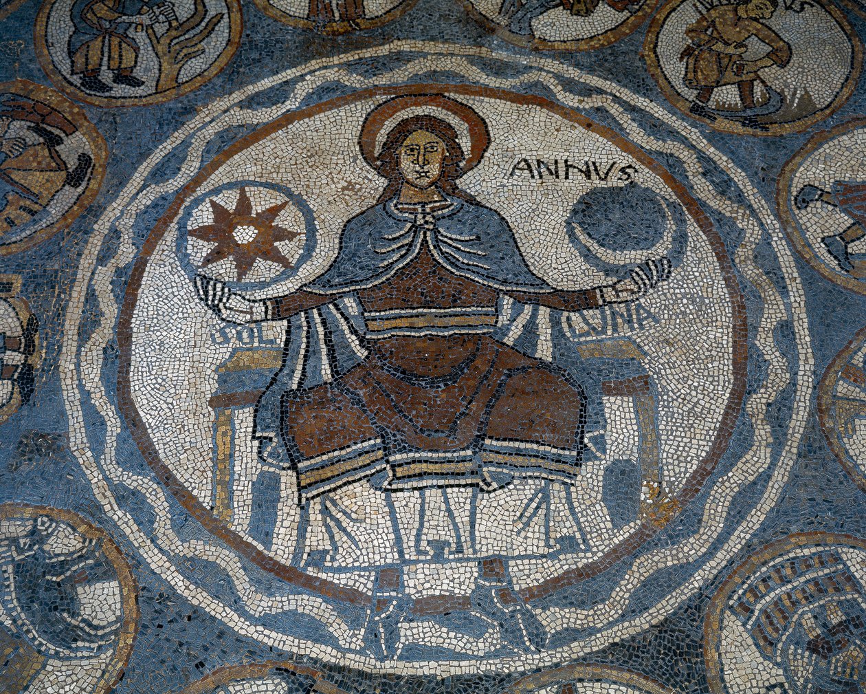 Az év hónapjait ábrázoló mozaikpadló alkotó: Unknown artist