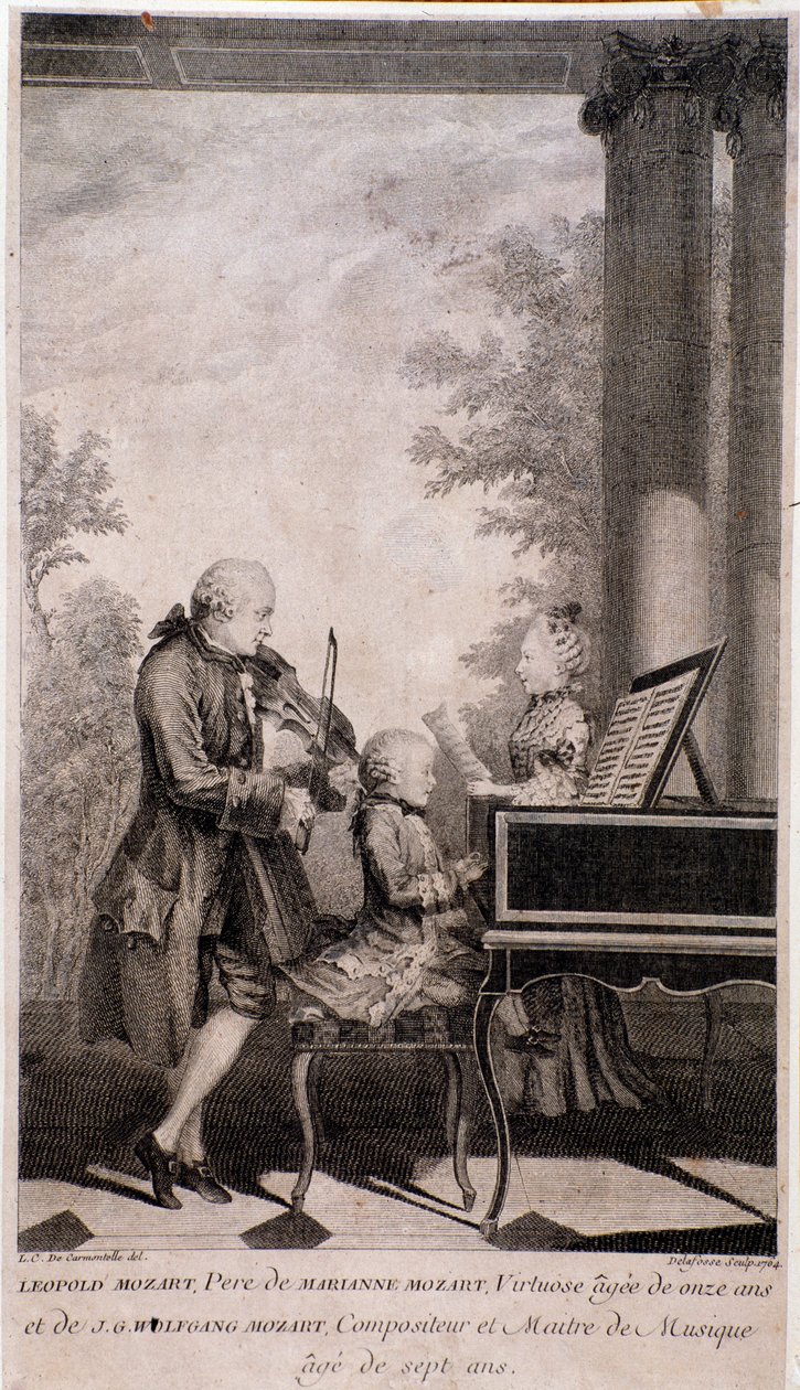 Mozart család turnén (metszet, 1777 után) alkotó: Unknown artist
