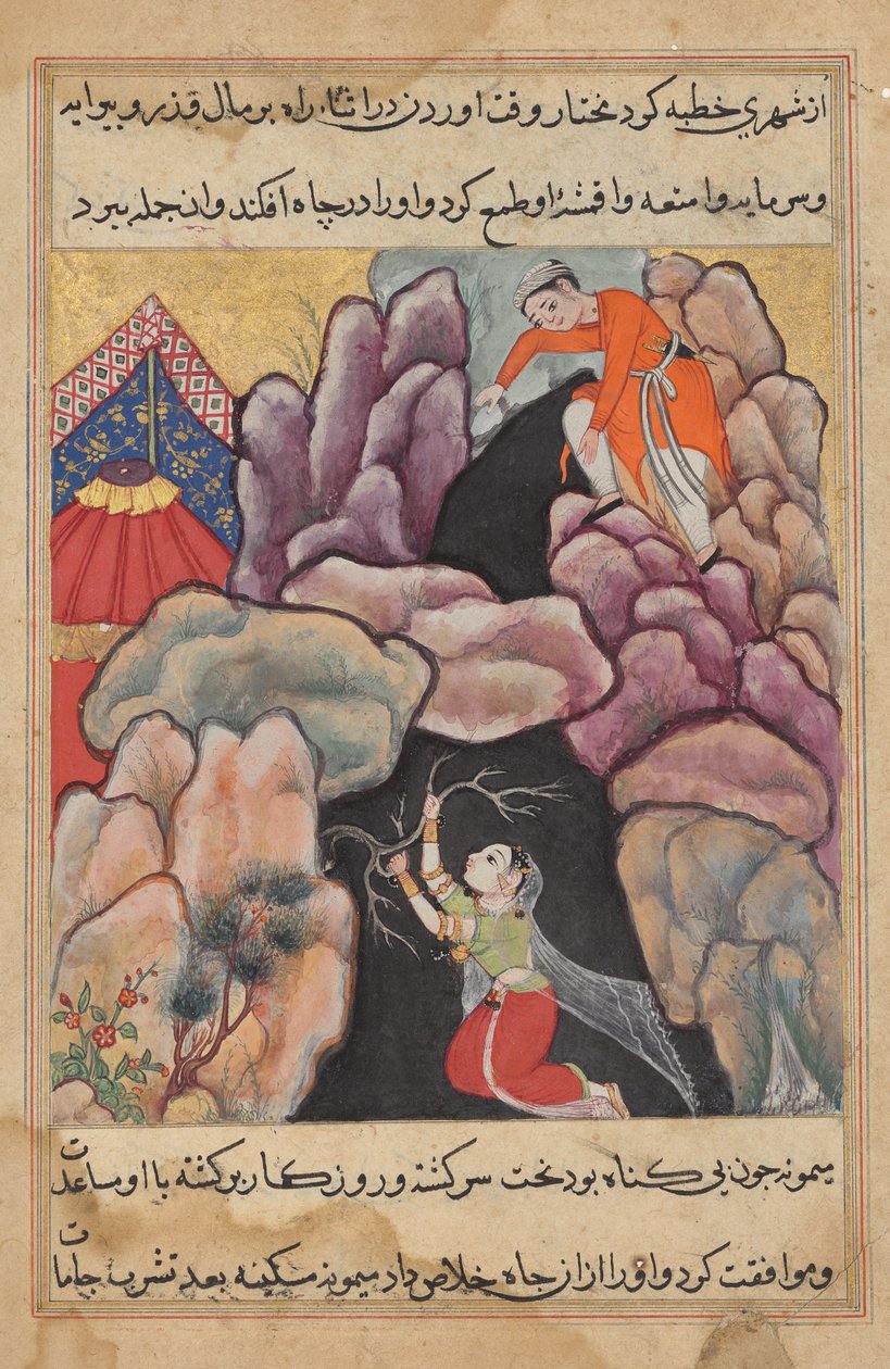 Mukhtar a gödörbe dobja feleségét, Maimunát, de ő megmenti magát a Tuti-namától (Papagáj meséi): Huszonötödik éjszaka alkotó: Unknown artist