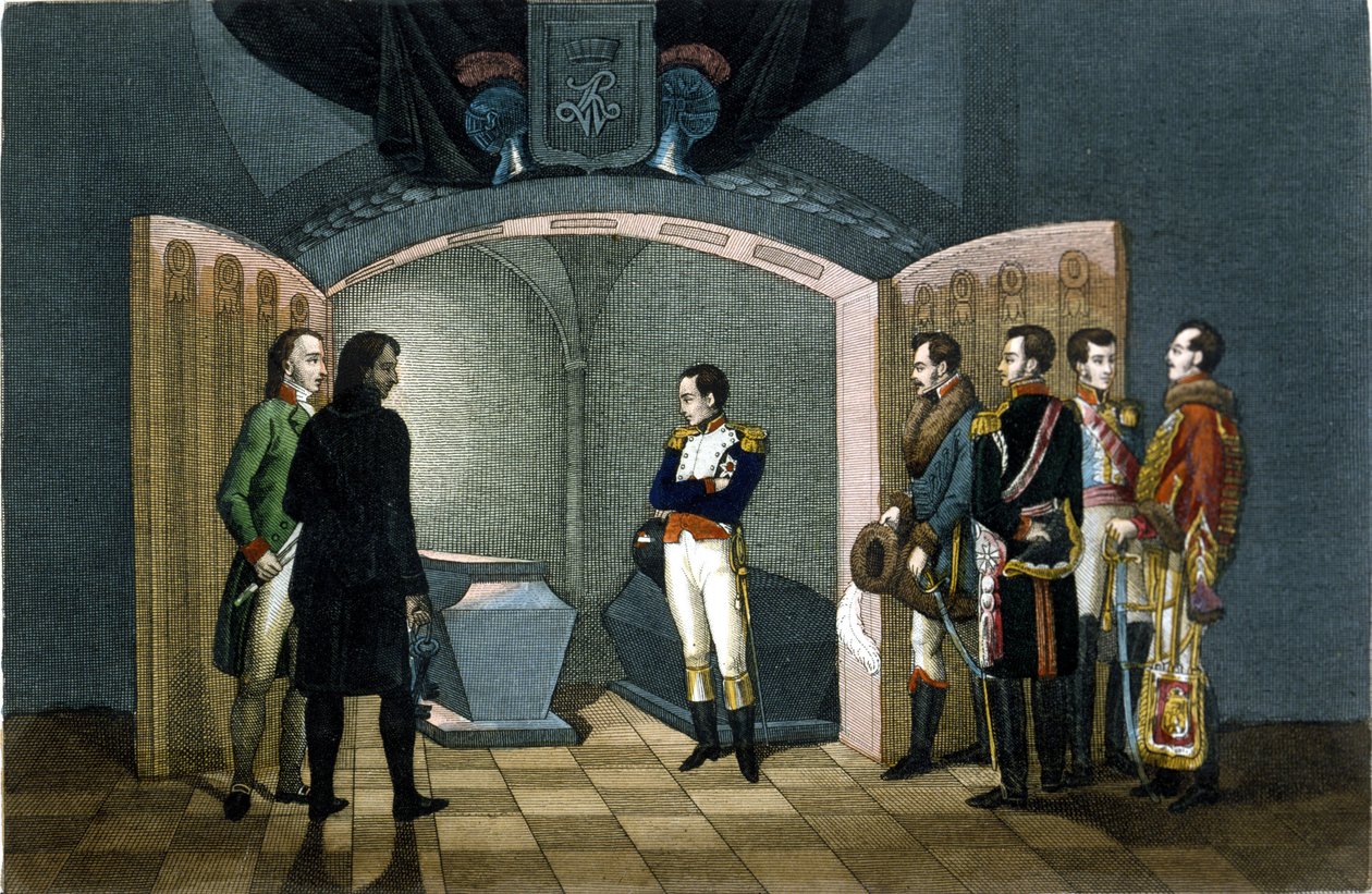 Bonaparte Napóleon II. Frigyes porosz sírja előtt. alkotó: Unknown artist
