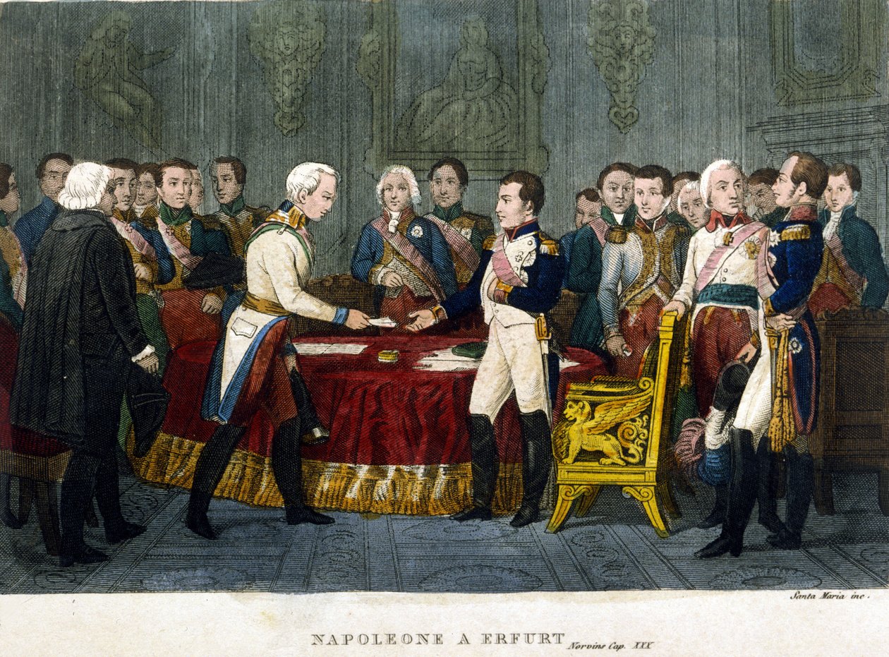 I. Napóleon (1769-1821) 1808-ban Erfurtban találkozott I. Sándorral. alkotó: Unknown artist