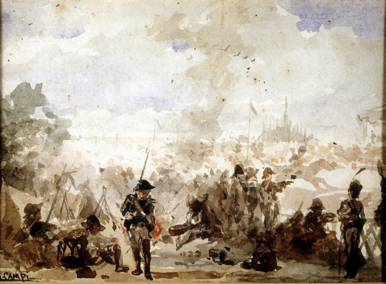 Napóleon és Olaszország vidéke: francia táborozások Milánó kapujában alkotó: Unknown artist