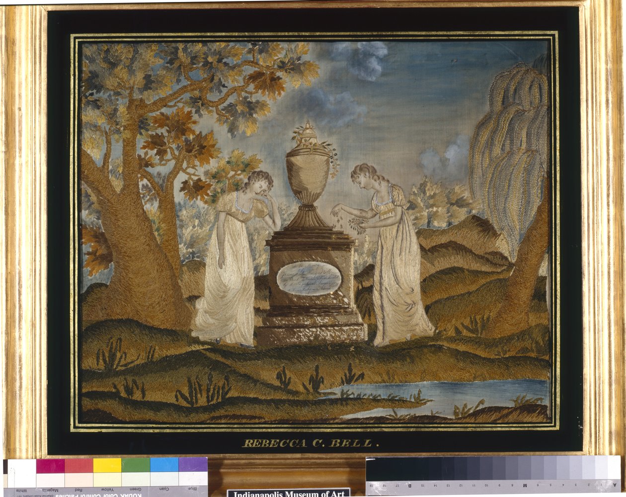 Kézimunka gyászkép (selyemszál, hímzett) alkotó: Unknown artist