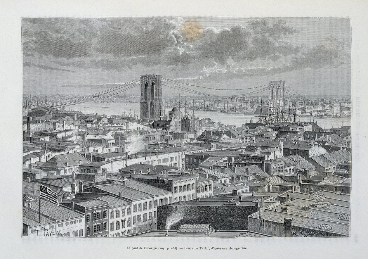 A New York-i és a Brooklyn-híd építése folyamatban – a „The World Tour” című részben, 2. szem. 1881 alkotó: Unknown artist