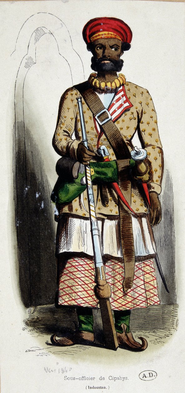 altiszt (altiszt) cipaye (India) - metszet alkotó: Unknown artist
