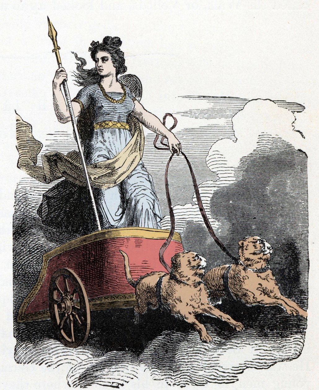 Skandináv mitológia: Frigga – Északi mitológia: Freyja istennő a szekerén macskák húzzák alkotó: Unknown artist