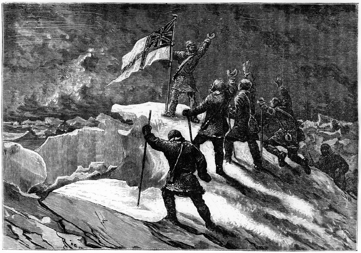 Északi-sark: brit szállítmányozók a sarkhoz legközelebbi helyen – Nares Georges S., Un voyage à la mer polar, Párizs: Hachette alkotó: Unknown artist
